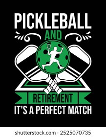 Pickleball e aposentadoria é um vetor de design de t-shirt de pickleball de combinação perfeita. ilustração