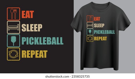 Pickleball routine t-shirt design ,Eat sleep pickleball repeat t-shirt design