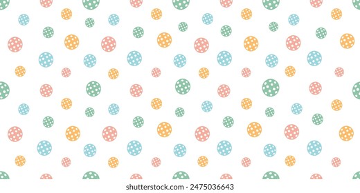 Pickleball seamless pattern with balls on white background. Hand drawn vector ornament for print, banner, card, fabric, cover, wrapping paper, wallpaper