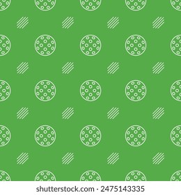 Pickleball seamless pattern with balls on green background. Flat vector ornament for print, banner, card, fabric, cover, wrapping paper, wallpaper