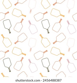 Pickleball seamless pattern in pastel color. Summer sport repeat background. Vector tennis print, wallpaper, textile, fabric, package design, wrapping paper with racket illustration