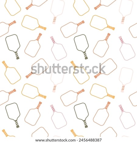 Pickleball seamless pattern in pastel color. Summer sport repeat background. Vector tennis print, wallpaper, textile, fabric, package design, wrapping paper with racket illustration