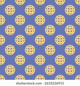 Pickleball seamless pattern. Yellow balls on blue court