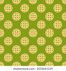 Pickleball seamless pattern. Yellow balls on green court