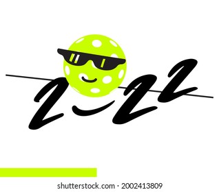 Pickleball season 2022 card with pickleball ball. Competition poster or invitation. Vector illustration.