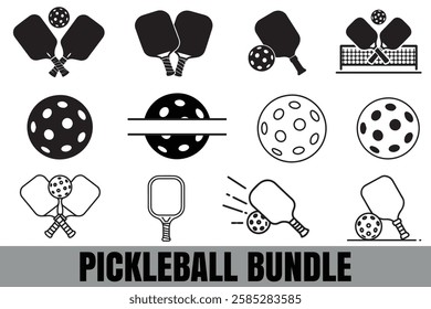 A Pickleball Silhouette Bundle is a collection of high-quality digital graphics featuring various pickleball-related silhouettes.