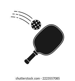 Pickleball silhouette. Hitting the ball on the racket. Isolated vector illustration on white background. svg