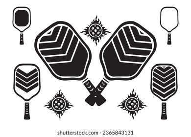 Pickleball silhouette hitting the ball on the racket isolated vector illustration on white background