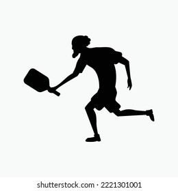 Pickleball silhouette vector graphic with an old man playing pickleball.