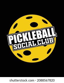 Pickleball Social Club T-shirts Design, Vector Pickleball Logos