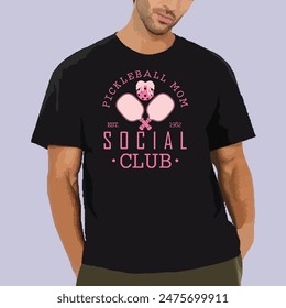 PICKLEBALL SOCIAL CLUB  VINTAGE SPORTS T-SHIRT DESIGN,