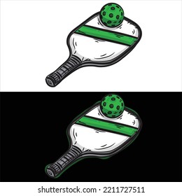 pickleball sport equipment - paddels and balls on transparent background - vector illustration