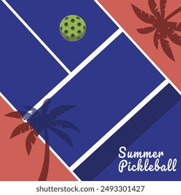 Pickleball sport summer background flat illustration