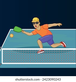 Pickleball sport vector cartoon illustration