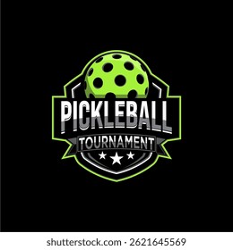 Pickleball sports logo design template, pickleball sports emblem vector, pickleball tournament logo badge design vector illustration with minimalist style