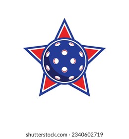 Pickleball star logo vector. Star Ball vector.