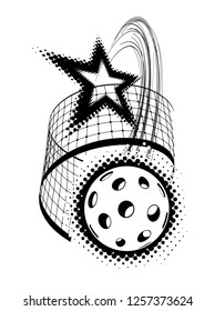 Pickleball with star vector illustration isolated on white background. A powerful blow through the net