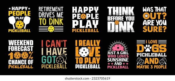 Pickleball T shirt Design Bundle, Vector Pickleball T shirt  design, Pickleball shirt,  Pickleball typography T shirt design Collection