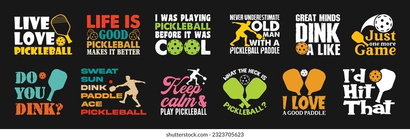 Pickleball T shirt Design Bundle, Vector Pickleball T shirt  design, Pickleball shirt,  Pickleball typography T shirt design Collection