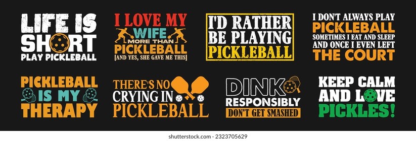 Pickleball T shirt Design Bundle, Vector Pickleball T shirt  design, Pickleball shirt,  Pickleball typography T shirt design Collection