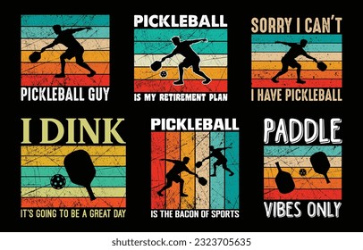 Pickleball T shirt Design Bundle, Vector Pickleball T shirt  design, Pickleball shirt,  Pickleball vintage T shirt design Collection