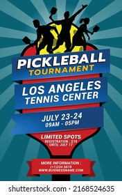 Pickleball Tournament Flyer Template For Competition Events, Training, Matches, Etc.