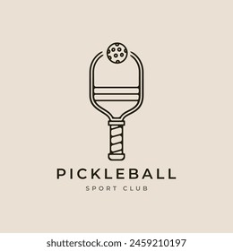 pickleball tournament line art logo with emblem, vector illustration minimalist design