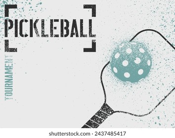 Pickleball Tournament typographical vintage grunge style poster design. Retro vector illustration.