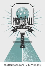 Pickleball Tournament typographical vintage grunge style poster design. Retro vector illustration.