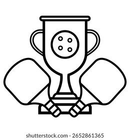 Pickleball Trophy Icon – Tournament Winner Line Art Vector