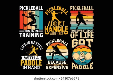 Pickleball t-shirt Design Bundle for Male and Female.