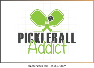 Pickleball T-shirt Design Mug Sticker For Print and digital use, Pickleball Addict