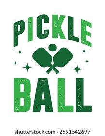 PICKLEBALL. T-SHIRT DESIGN. PRINT TEMPLATE.TYPOGRAPHY VECTOR ILLUSTRATION.