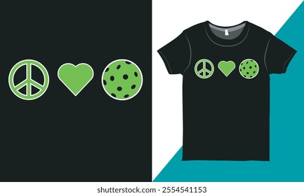 

Pickleball T-shirt Design Vector Graphic, Peace Love Pickleball Shirt, Sports Lover Design