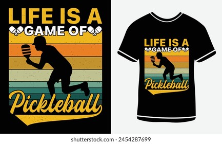 Pickleball t-shirt design vector print template. Best Pickleball t-shirt design Pickle ball Retro Vintage Sports Pickleball T-shirt, Pickle ball Design print vector.
