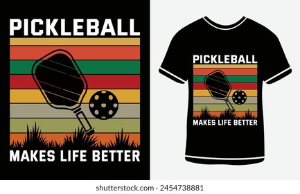 Pickleball t-shirt design vector print template. Best Pickleball t-shirt design Pickle ball Retro Vintage Sports Pickleball T-shirt, Pickle ball Design print vector.