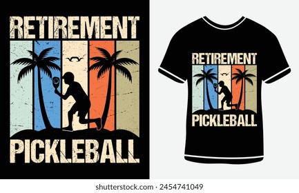 Pickleball t-shirt design vector print template. Best Pickleball t-shirt design Pickle ball Retro Vintage Sports Pickleball T-shirt, Pickle ball Design print vector.