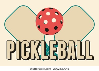 Pickleball typographical vintage style poster design. Retro vector illustration.