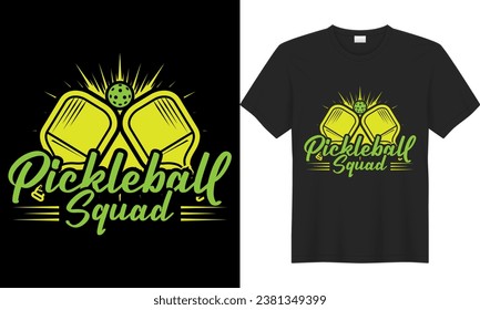 Pickleball typography lettering vector graphic t-shirt design. Pickleball squad. vintage retro style, Funny Pickleball Lover, Gifts, Posters, Greeting Cards, Textiles, and Sticker Vector Illustration.