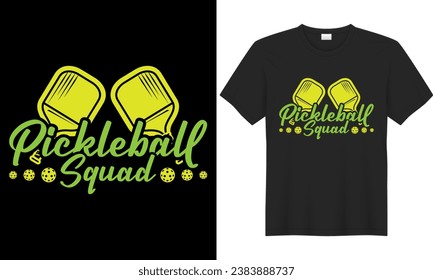 Pickleball typography lettering vector graphic t-shirt design. Pickleball squad. vintage retro style, Funny Pickleball Lover, Gifts, Posters, Greeting Cards, Textiles, and Sticker Vector Illustration.