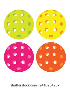 Pickleball vector of four different colors. You can use it as club logo, banner design etc.
