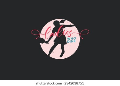 pickleball vector graphic with a combination of a pickleball player, circle and beautiful lettering. pickleball ladies.pickleball girl. Great for logos, t-shirts, stickers, etc.