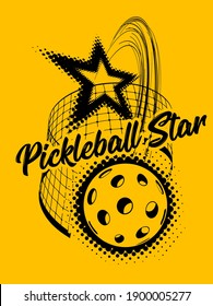 Pickleball vector illustration isolated on yellow background