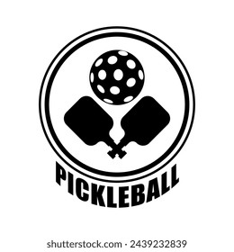 Pickleball vector illustration. Pickleball label, badge, design element. Sport design vector illustration. Sport print. Retro vintage illustration. Racket or paddle and ball