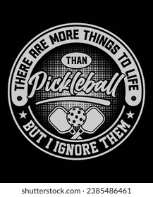 Pickleball vector logo, Pickleball graphics t-shirt design with pickleball paddle and pickleball vector