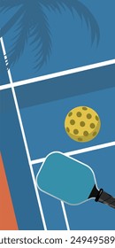 Ilustración plana del deporte del campo de fondo de la Vertical de Pickleball