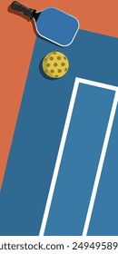 Pickleball vertical background field sport flat illustration