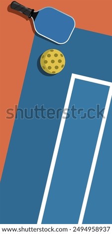 Pickleball vertical background field sport flat illustration