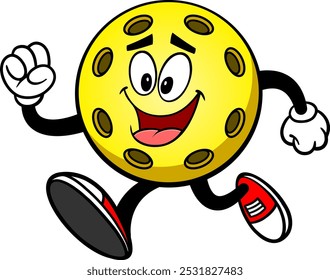 Pickleball Yellow Ball Running, Hand Drawn Vector illustration, Isolated On Transparent Background
