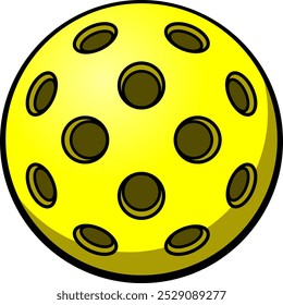 Pickleball, Yellow, Hand Drawn Vector illustration, Isolated On Transparent Background